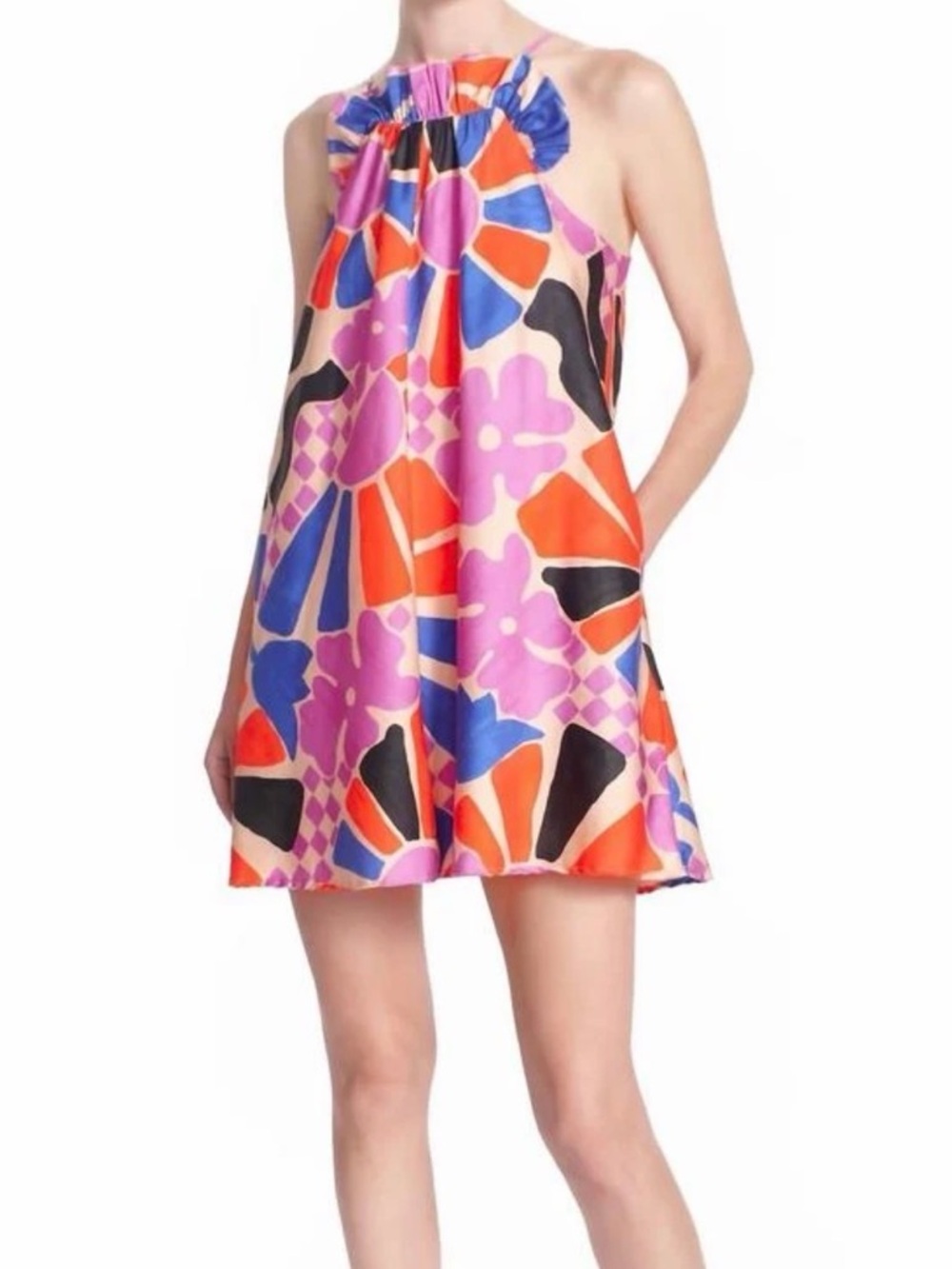 Corey Lynn Calter Floral Dress L Colorful Printed Mini Dress Geometric